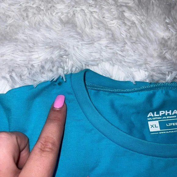 Alphalete Blue Cropped Lifestyle Graphic Tee size XL - Picture 3 of 4